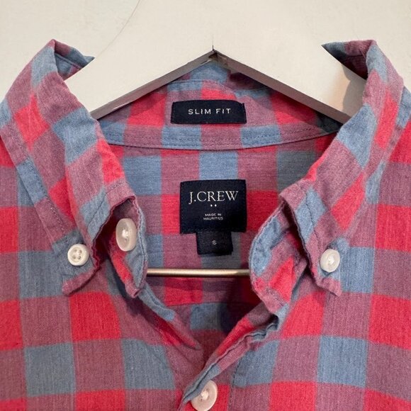 J Crew Slim Fit Mens Button Front Plaid Check Long Sleeve Collared Shirt Small - Picture 4 of 5